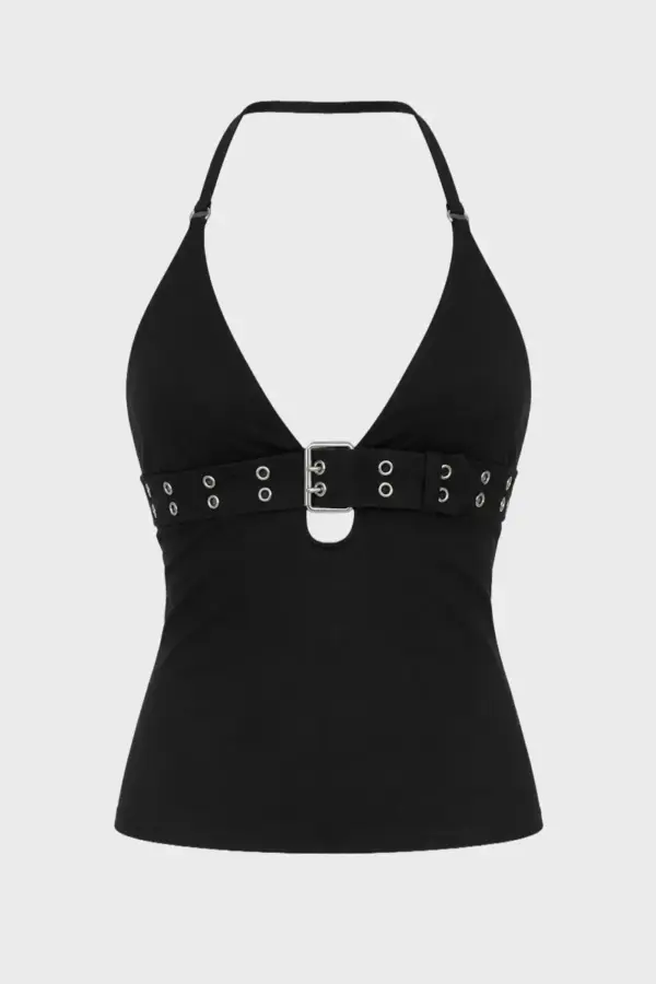 Black Lace-Up Bandage Crop Top | Y2K Backless Punk Mini Vest - black lace-up bandage crop top - Y2K Grunge Streetwear Aesthetic by Vexlyne