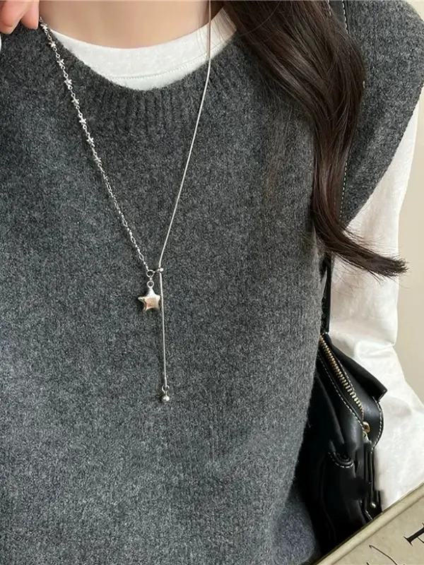Punk Star Pendant Snake Chain Necklace | Y2K Grunge Jewelry - punk star pendant snake chain necklace - Y2K Grunge Streetwear Aesthetic by Vexlyne