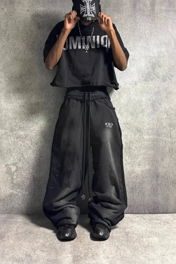 Unisex Y2K Hot-Stamp Loose Straight-Leg Pants | Retro Streetwear - Y2K hot-stamp straight-leg pants - Y2K Grunge Streetwear Aesthetic by Vexlyne