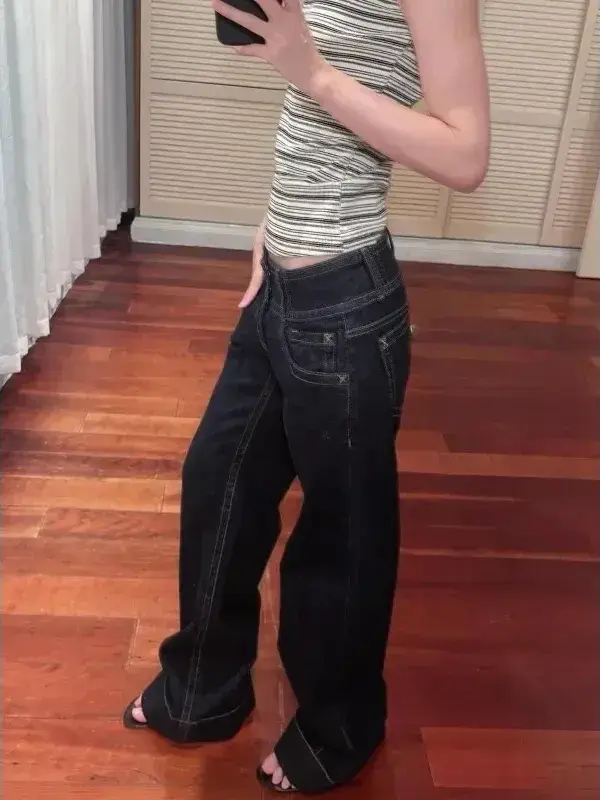 Y2K Loose Wide-Leg Jeans | Retro Low Waist Streetwear - Y2K loose wide-leg jeans - Y2K Grunge Streetwear Aesthetic by Vexlyne