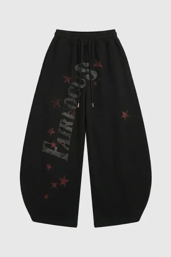 Vintage Letter Star Print Sweatpants | High Street Loose Fit - vintage letter star print sweatpants - Y2K Grunge Streetwear Aesthetic by Vexlyne