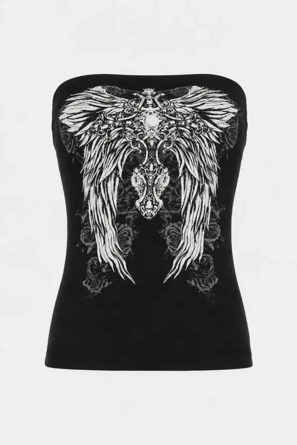 Gothic Black Tube Top - gothic black tube top - Y2K Grunge Streetwear Aesthetic by Vexlyne