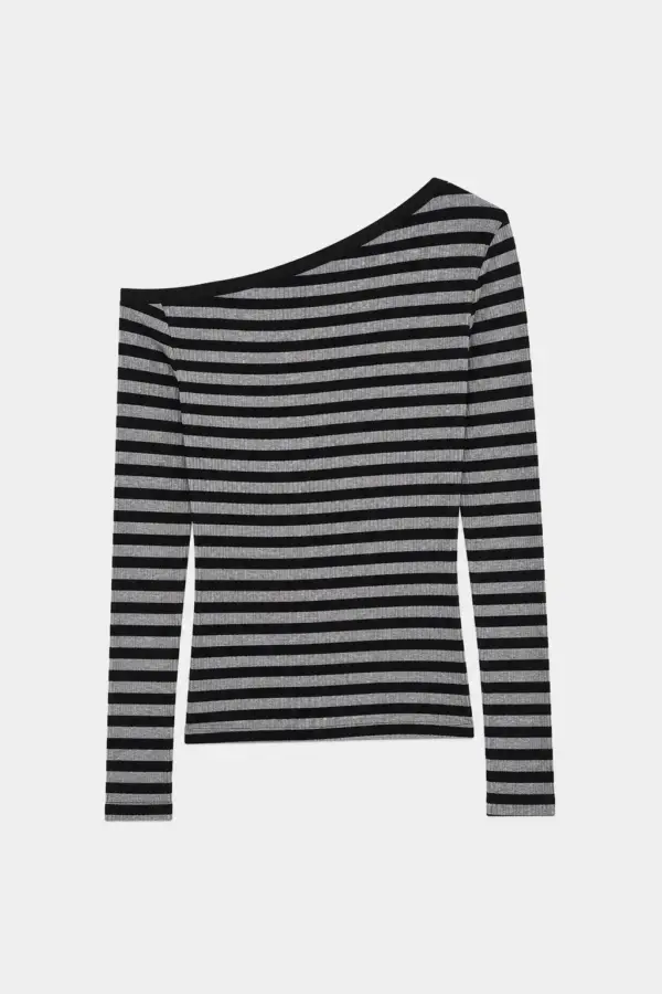 Japanese Y2K Off Shoulder Striped Long Sleeve Crop Top - Japanese Y2K Off Shoulder - Y2K Grunge Streetwear Aesthetic by Vexlyne