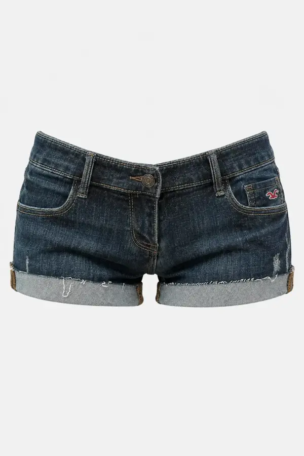 Y2K Deep Blue High Waist Denim Shorts - y2k deep blue high waist denim shorts - Y2K Grunge Streetwear Aesthetic by Vexlyne