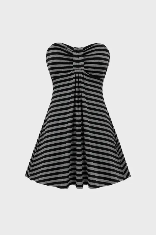Y2K Punk Harajuku Contrast Striped Strapless Tank Top - Y2K Punk Harajuku Contrast - Y2K Grunge Streetwear Aesthetic by Vexlyne