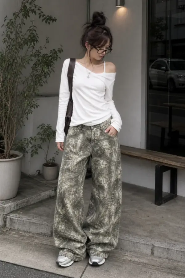 Y2K Gothic Baggy Embroidered Jeans - y2k gothic baggy embroidered jeans - Y2K Grunge Streetwear Aesthetic by Vexlyne