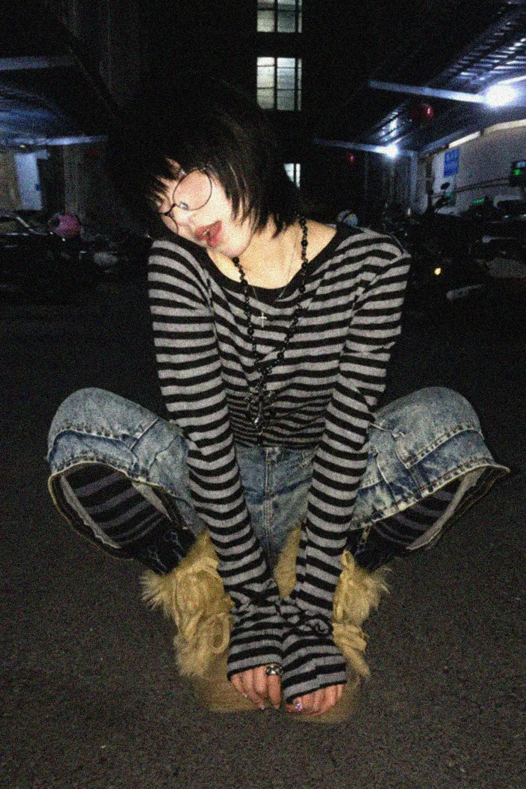 Japanese Y2K Off Shoulder Striped Long Sleeve Crop Top - Japanese Y2K Off Shoulder - Y2K Grunge Streetwear Aesthetic by Vexlyne