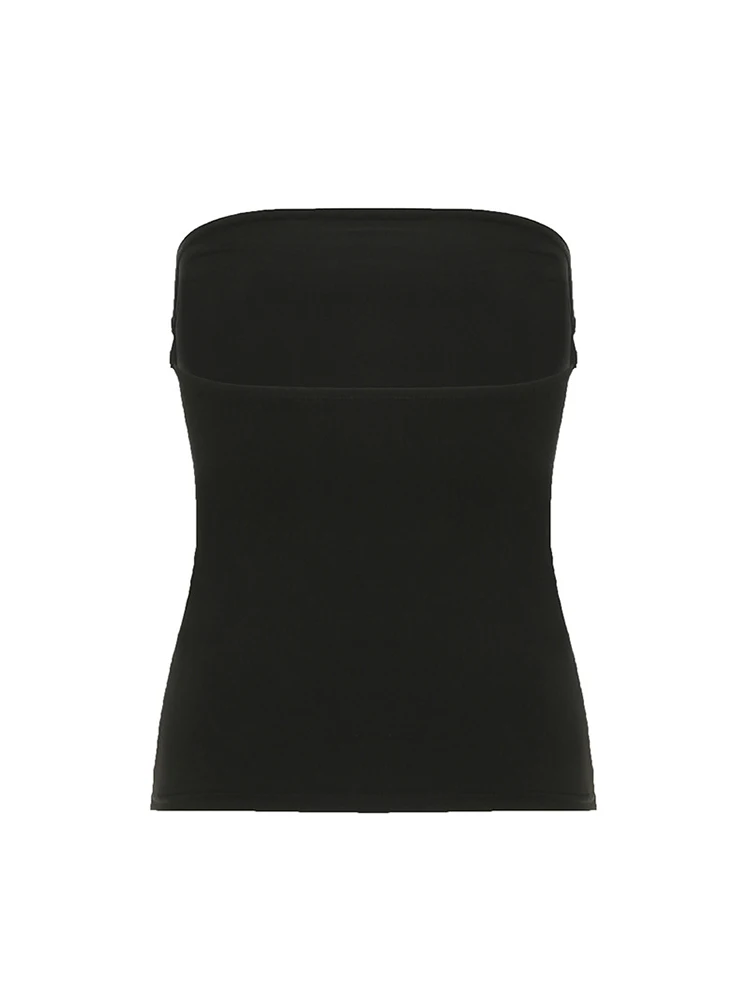 Gothic Black Tube Top - gothic black tube top - Y2K Grunge Streetwear Aesthetic by Vexlyne