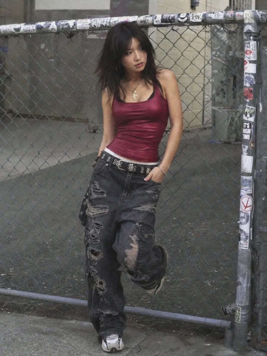 Y2K Square Neck Tank Top - y2k square neck tank top - Y2K Grunge Streetwear Aesthetic by Vexlyne