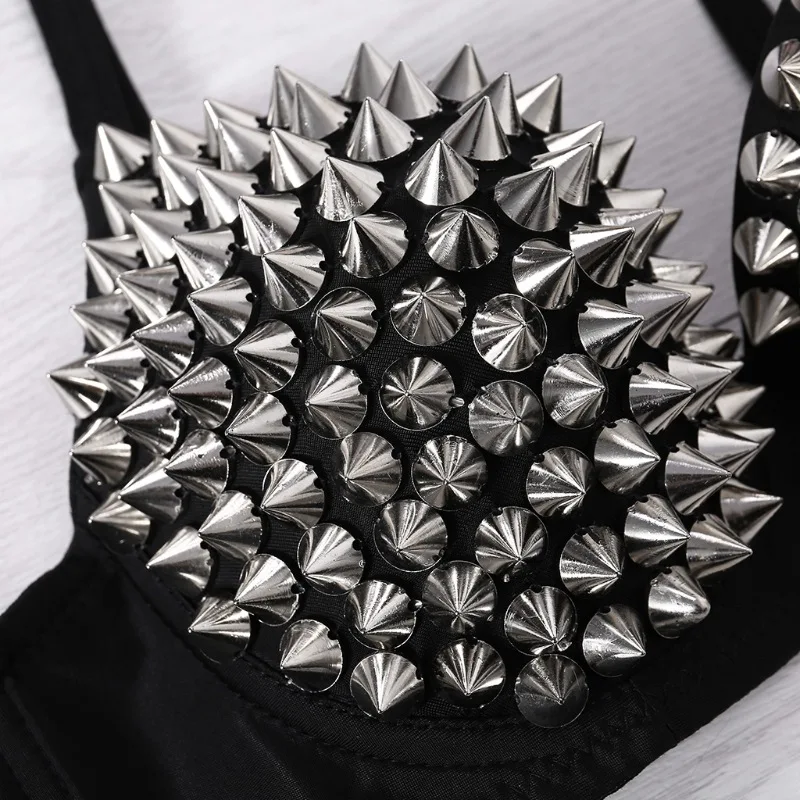 Silver Rivet Gothic Punk Bralette - Image 14