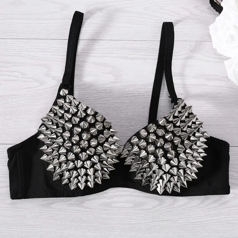 Silver Rivet Gothic Punk Bralette - Image 7