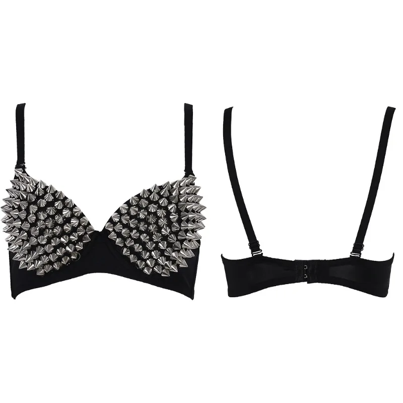 Silver Rivet Gothic Punk Bralette - Image 8